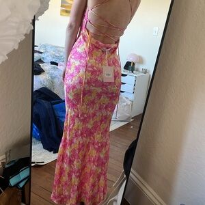 TWILIGHT TEA PARTIES SATIN MAXI DRESS PINK - Hello Molly